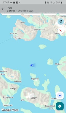 map showing position on way out of Tromso