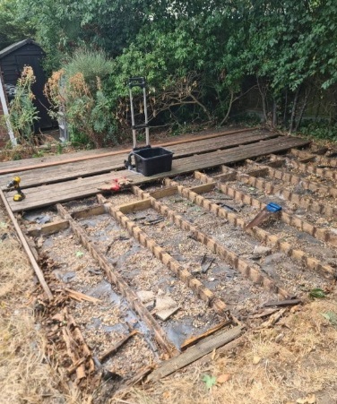 Rotten old deck frame